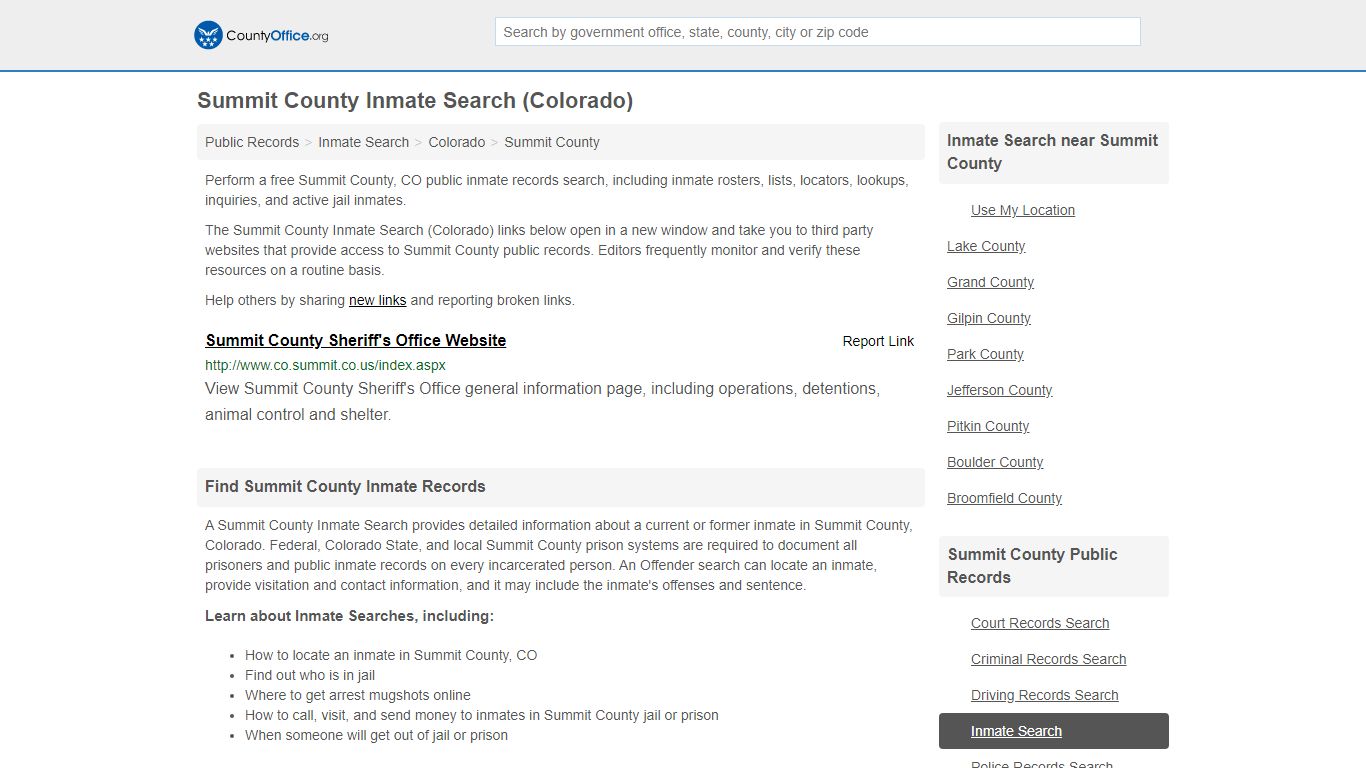 Inmate Search - Summit County, CO (Inmate Rosters & Locators)